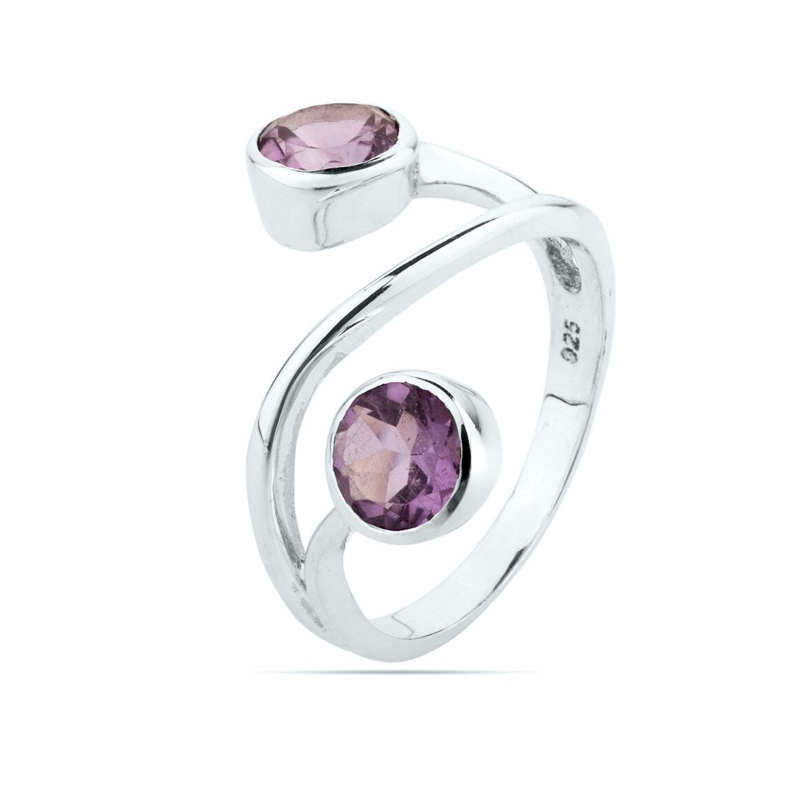 Purple Amethyst stack Ring Round amethyst stacking Ring -18k Gold Plated -Solid Silver Ring- Unique Ring Designer Ring -Women Stylish Ring