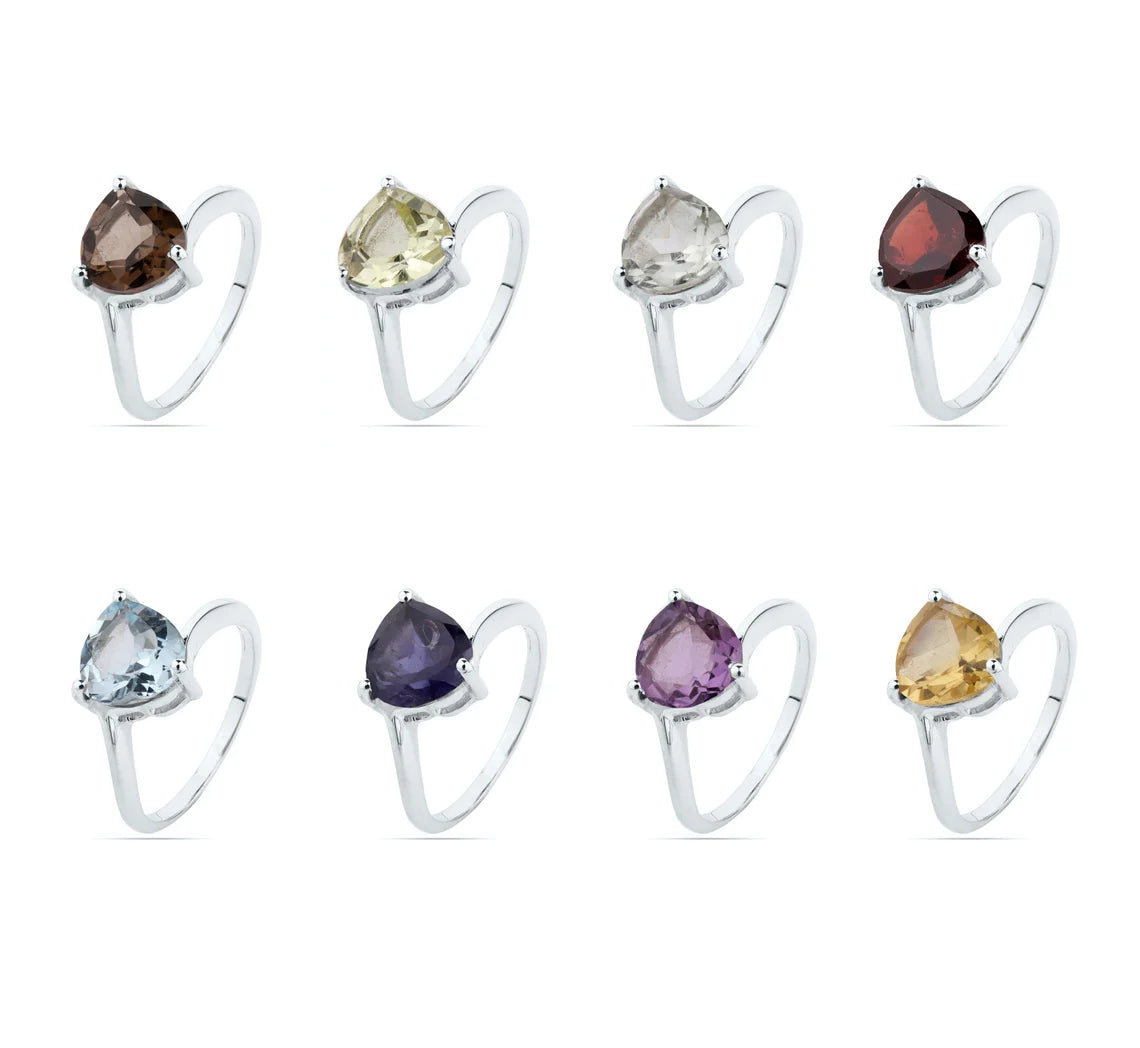 Green Amethyst Ring, Heart Cut Ring, Solitaire Ring Silver Stacking Ring Minimalist Prong Ring