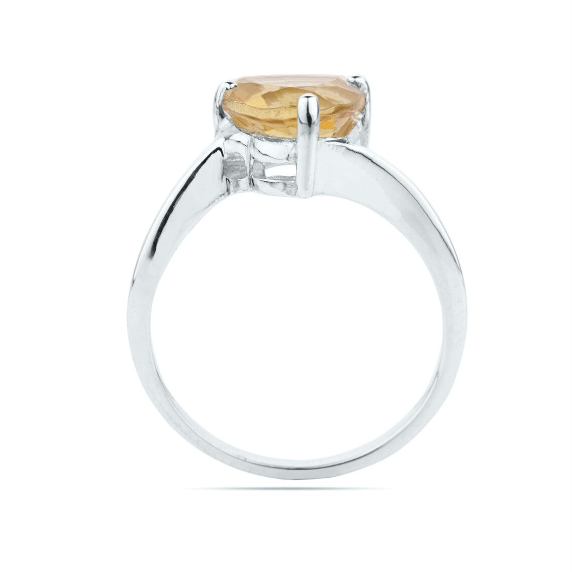 Citrine Heart Ring Dainty Gift For Her Golden citrine Sterling Silver Ring