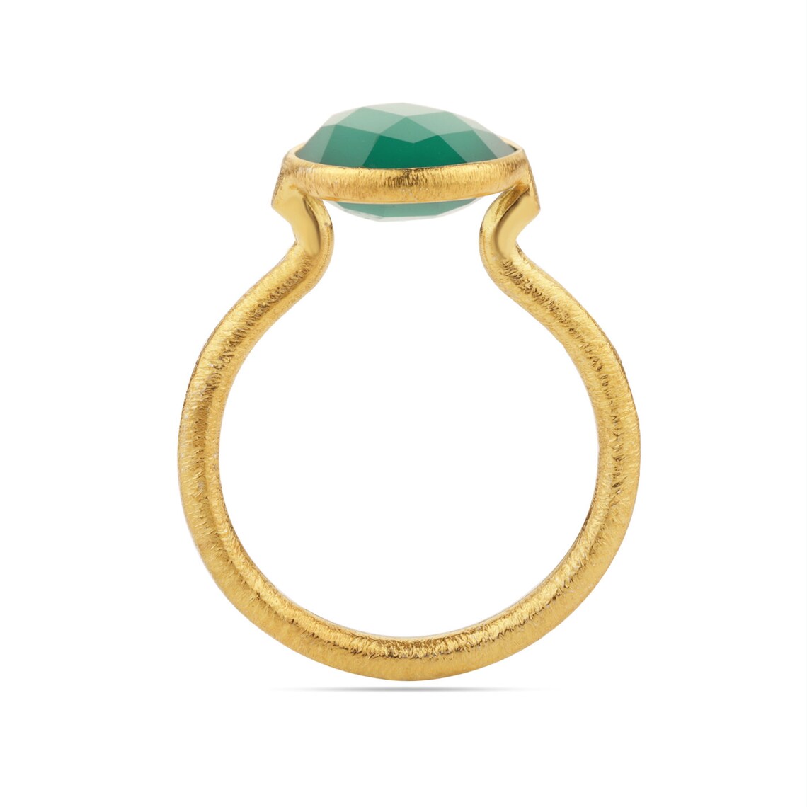 Green Onyx Ring - Solitaire Ring- Gemstone Ring, Round Checker Cut Ring- 925 Sterling Silver Green Onyx Ring, all size ring