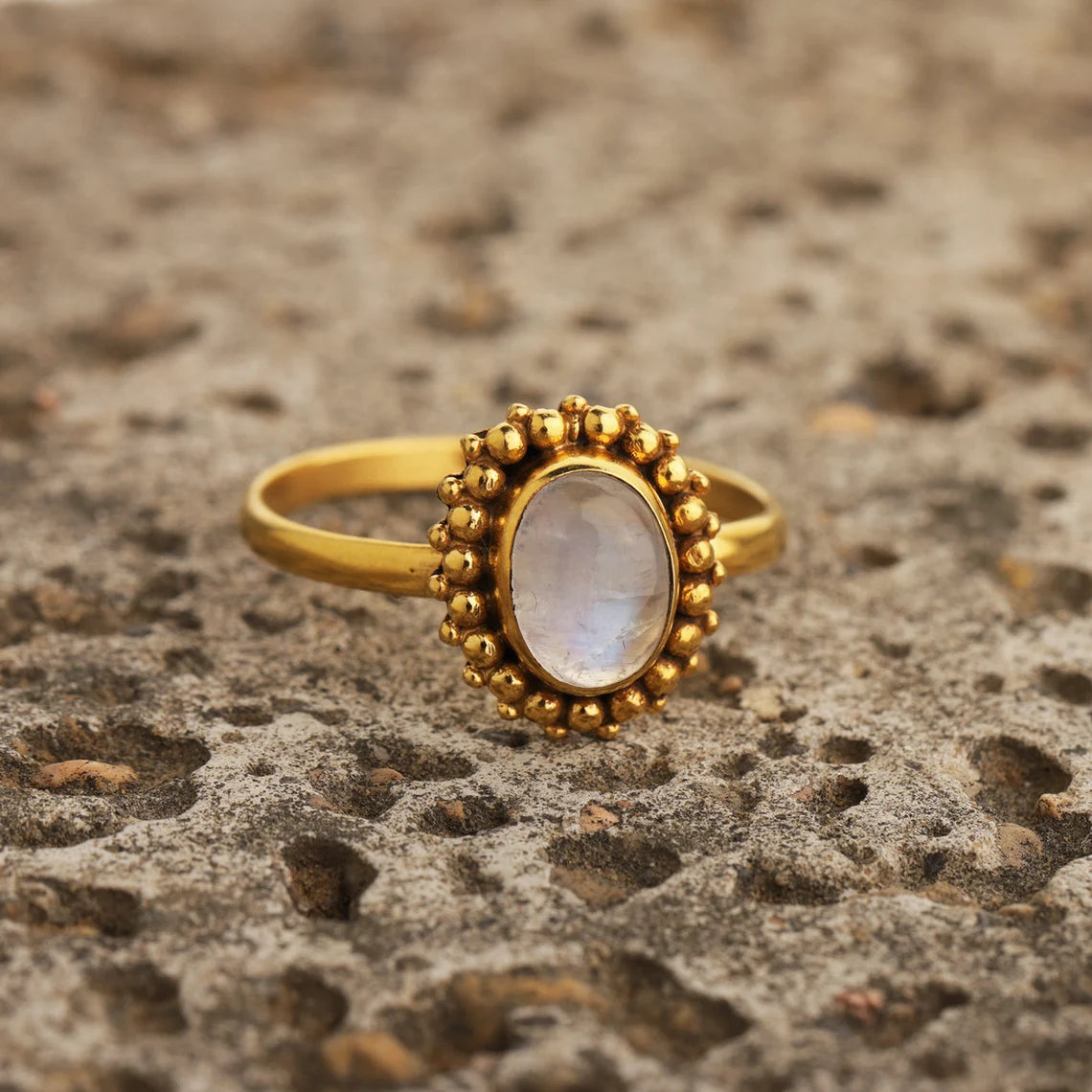 Rainbow Moonstone Ring Gold, June Birthstone Ring, Solitaire Ring, Gemstone Ring, Oval Ring, Gift For Her, Boho Ring 18k Gold Plated Ring