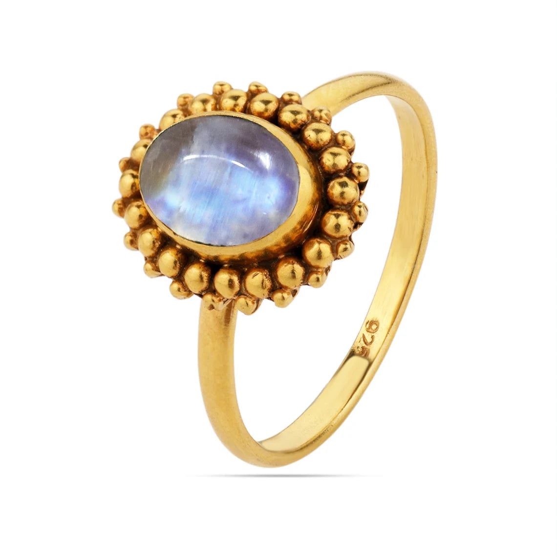 Rainbow Moonstone Ring Gold, June Birthstone Ring, Solitaire Ring, Gemstone Ring, Oval Ring, Gift For Her, Boho Ring 18k Gold Plated Ring