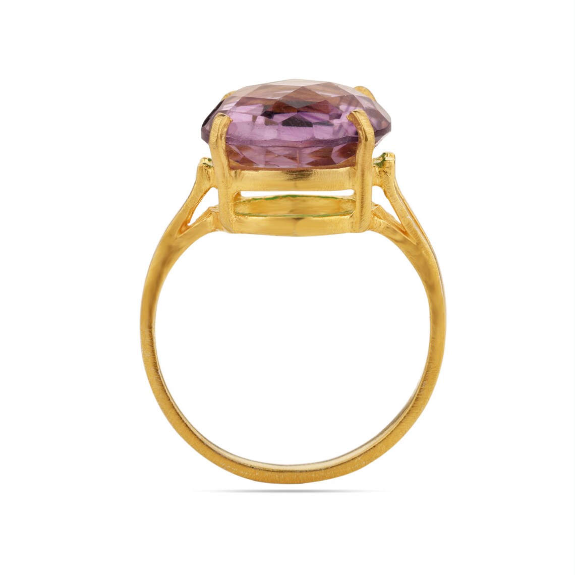 Natural Purple Amethyst Ring • Purple Amethyst Gold Ring • Amethyst Prong Ring • Gemstone Ring • February Birthstone Stacking Ring