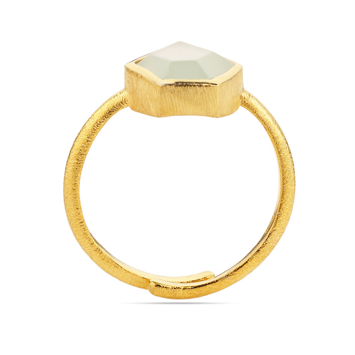 Aqua Onyx 925 Sterling Silver Ring -Gold Plated, Kite Shape, Stack Ring