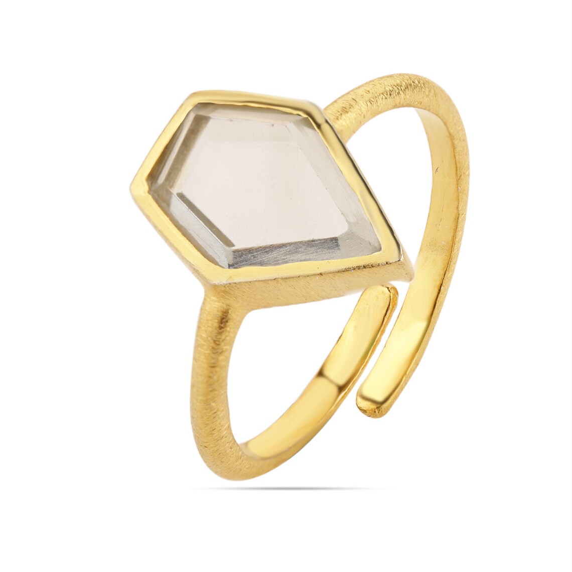 Green Amethyst Ring, Kite Shape Ring, 925 Solid Sterling Silver, Natural Green amethyst kite Ring 18K Gold Fill Gift Ring Adjustable