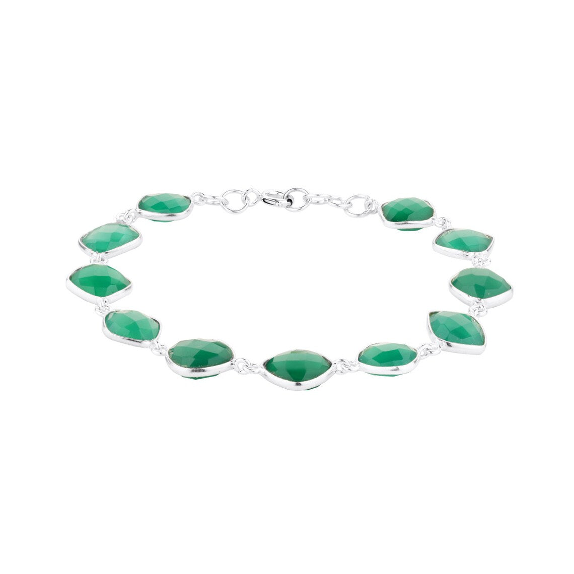 Green onyx bracelet, Chain bracelet, Onyx jewelry, Minimalist bracelet, Sterling Silver bracelet, Layering bracelet, Gift for her, bracelet