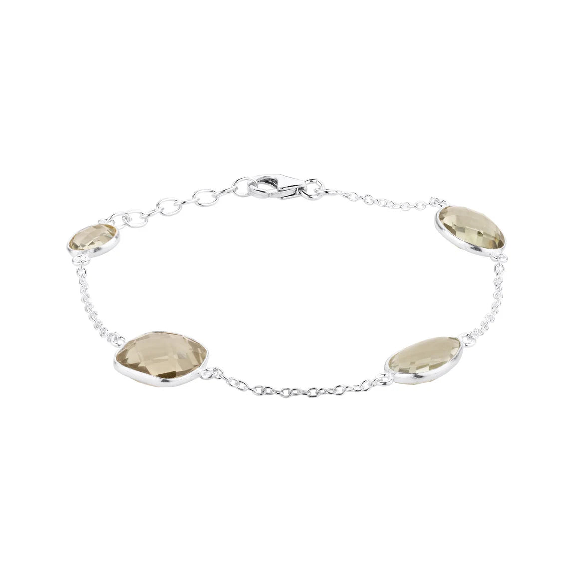 Natural Green Amethyst Bracelet 925 Sterling Silver Wedding Bracelet Faceted Cut Silver Jewelry Prestolite Bracelet