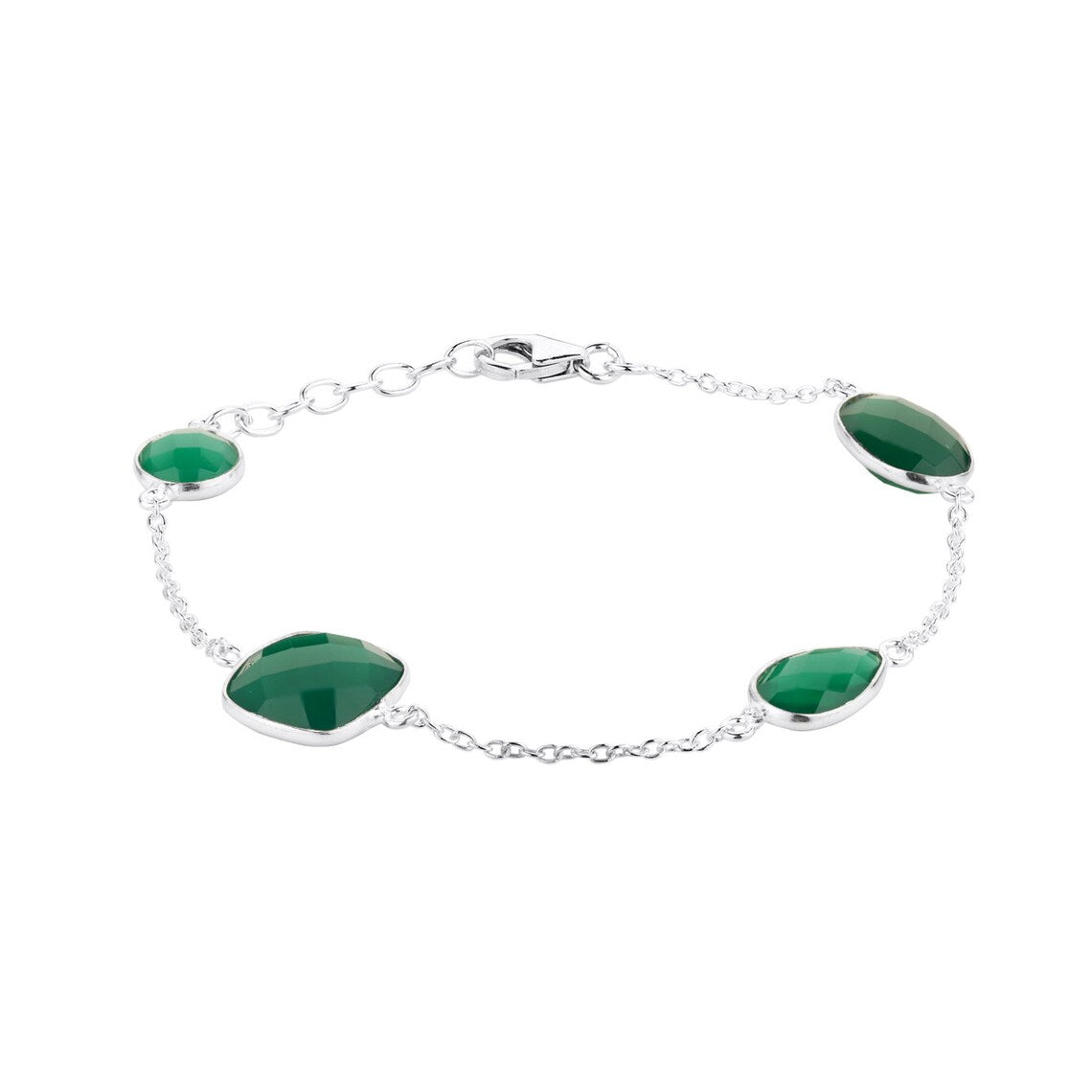 Green Onyx Silver Bracelet,Green Onyx Gemstone Bracelet