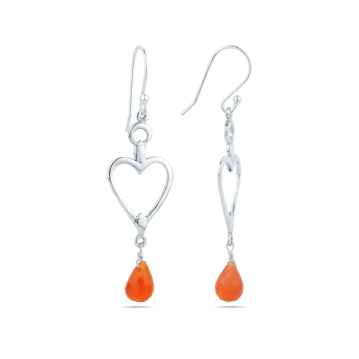 carnelian gemstone earrings - carnelian dangle earrings - Briolette earrings - hook earrings - 925 sterling silver