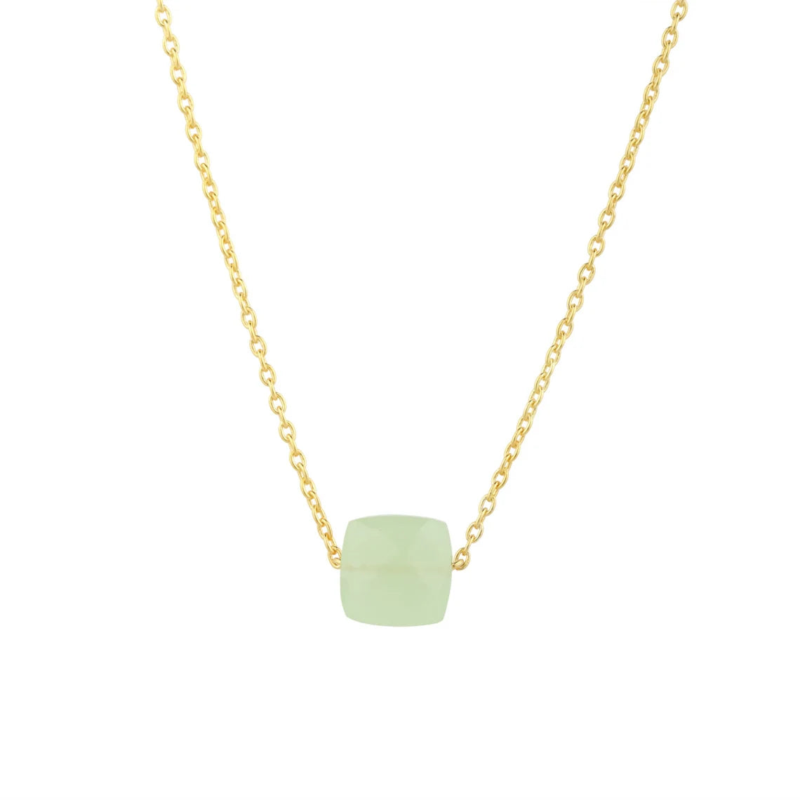 Aqua Chalcedony Gold Plating on 925 Sterling Silver Necklace, Chalcedony Crystal Necklace, Chalcedony Cushion Gemstone Necklace, Aqua Chalcedony Gold Plated Boho Necklace