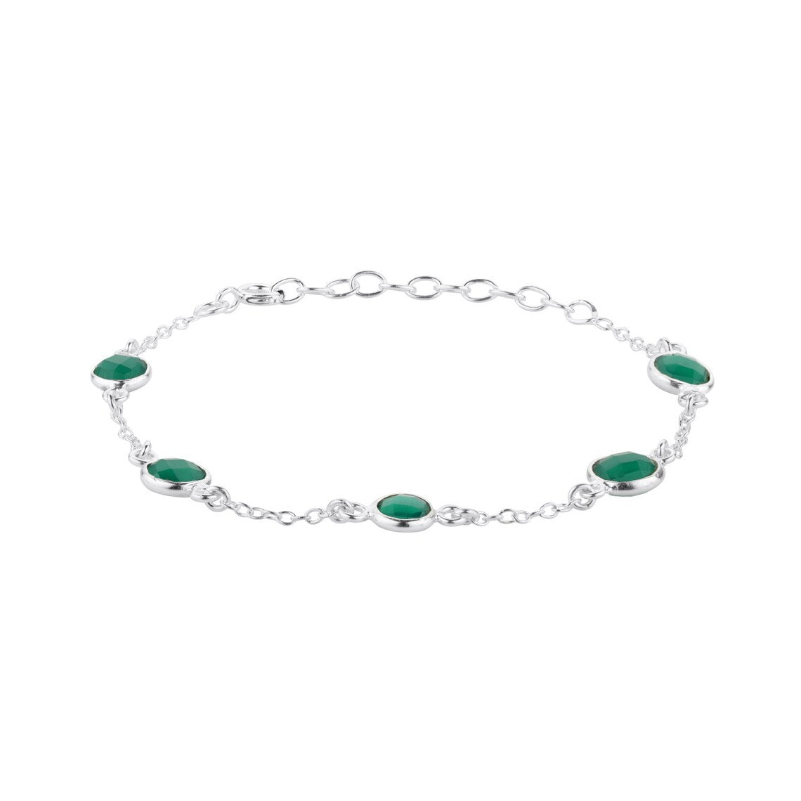 Green onyx bracelet, Chain bracelet, Onyx jewelry, Minimalist bracelet, Sterling Silver bracelet, Layering bracelet, Gift for her, bracelet