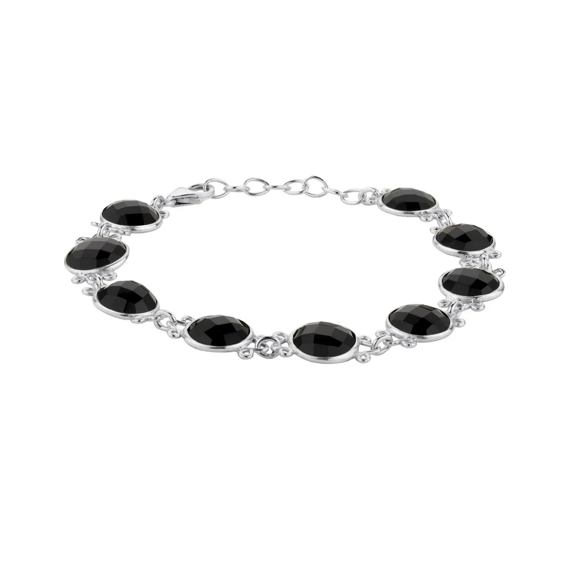 Black Onyx - Sterling Silver - Wrap Bracelet, Black Onyx, Natural Crystal Bracelet