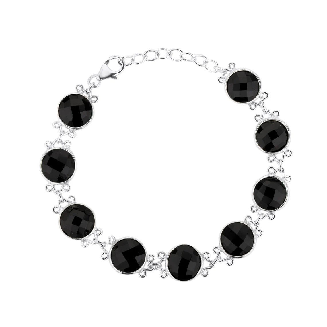 Black Onyx - Sterling Silver - Wrap Bracelet, Black Onyx, Natural Crystal Bracelet