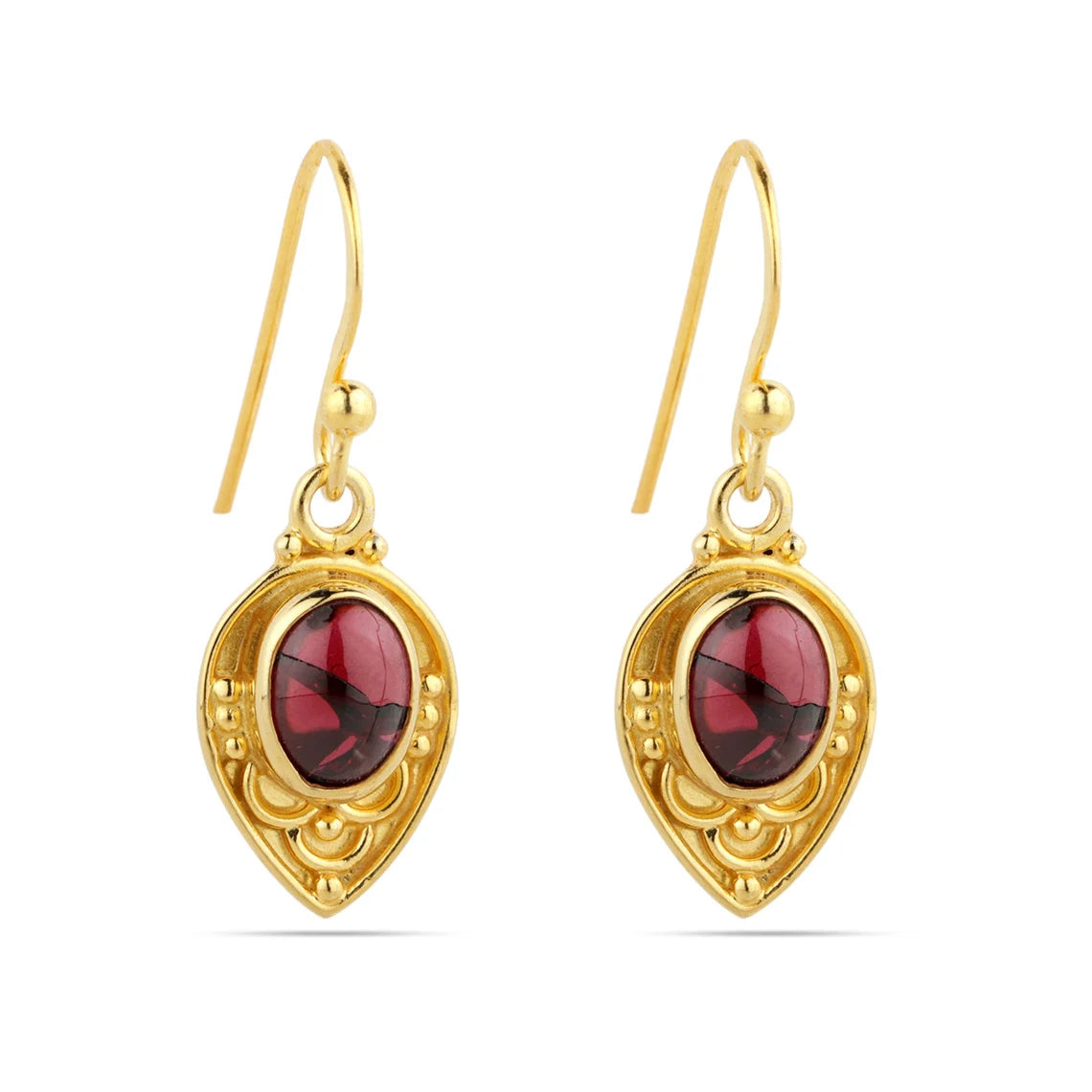 Natural Garnet Earrings,Garnet Dangle Earrings, Garnet Drop Earrings, Garnet Cabochon Earrings,Garnet Gold Earrings, Garnet Handmade Earring