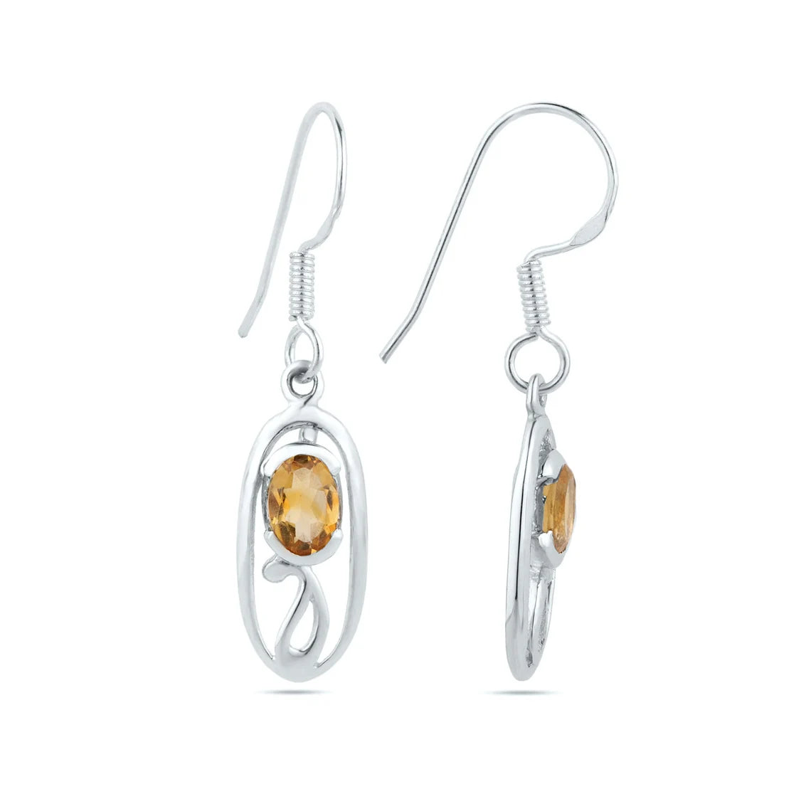 Citrine Gemstone Earrings, 925 Sterling Silver Citrine Earrings - Citrine Dangle Earrings