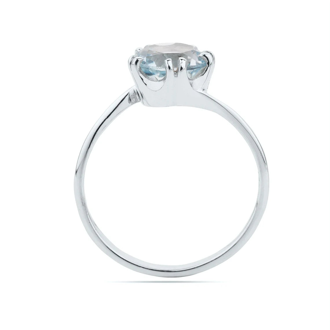 Blue Topaz Ring - Gemstone Ring - Sterling Silver Ring - Round Blue Topaz Ring - Prong Ring - Engagement Ring - Wedding Ring - Promise Ring
