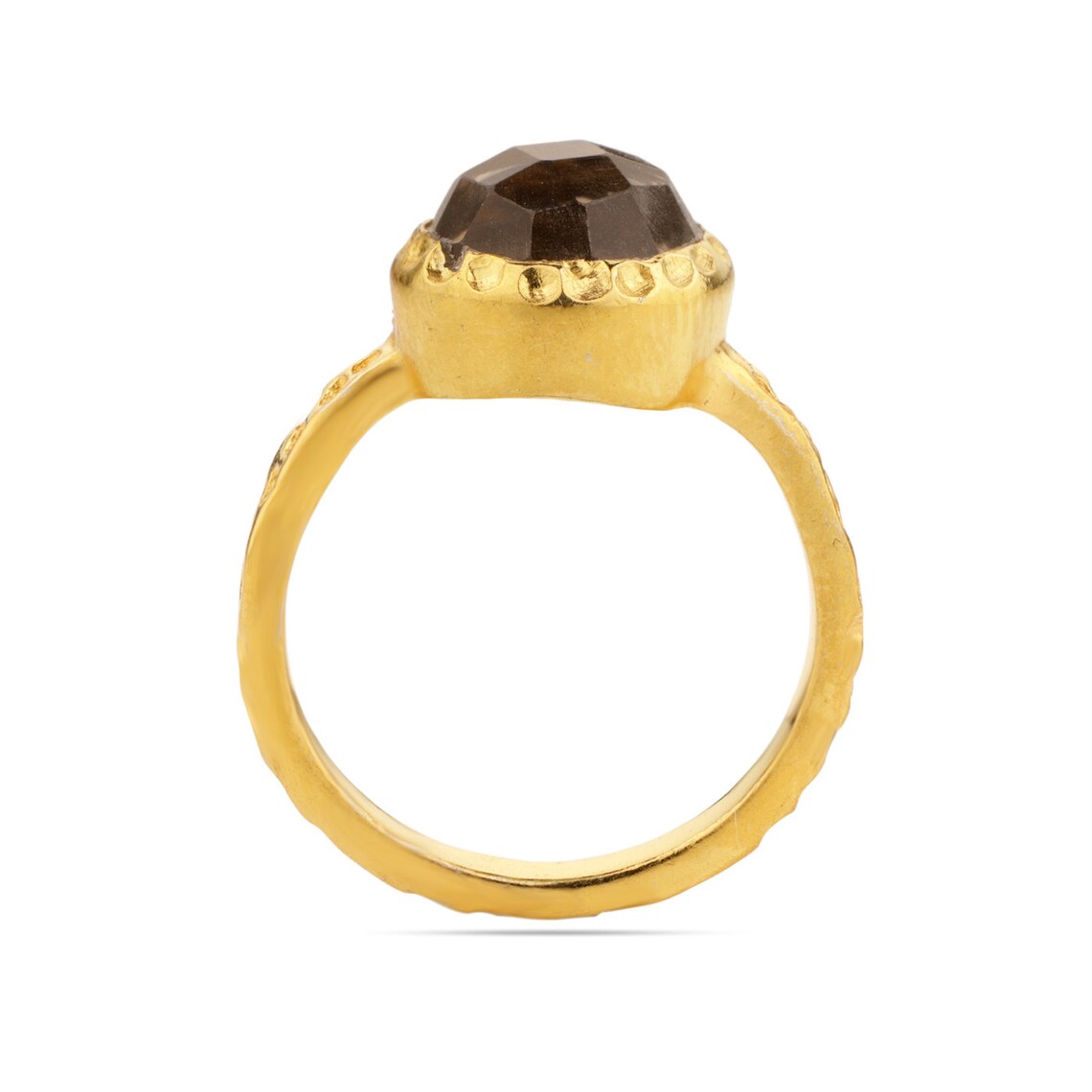 Natural Smoky Quartz Engagement Ring, Wedding Ring, Antique Ring - Smoky Quartz Round Ring, Smoky Gemstone Ring Smoky Quartz Round Ring