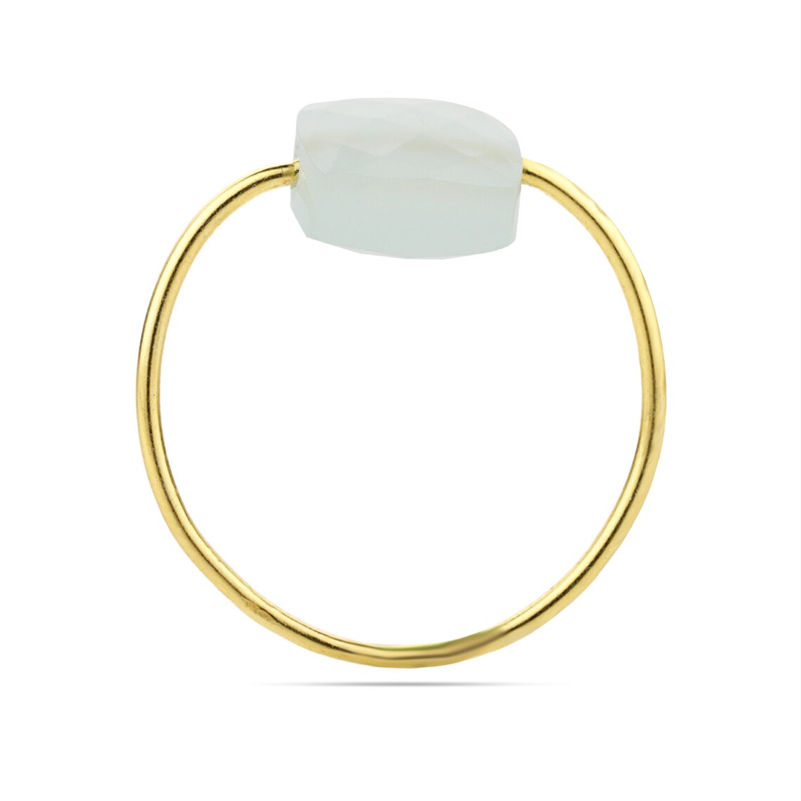 Aqua Chalcedony Gold Plating on 925 Sterling Silver Ring, Cushion Gemstone Ring, Gold Plated Ring, Aqua Ring, Stacking Ring, Delicate Ring, Minimalist Ring, Minimalist Ring