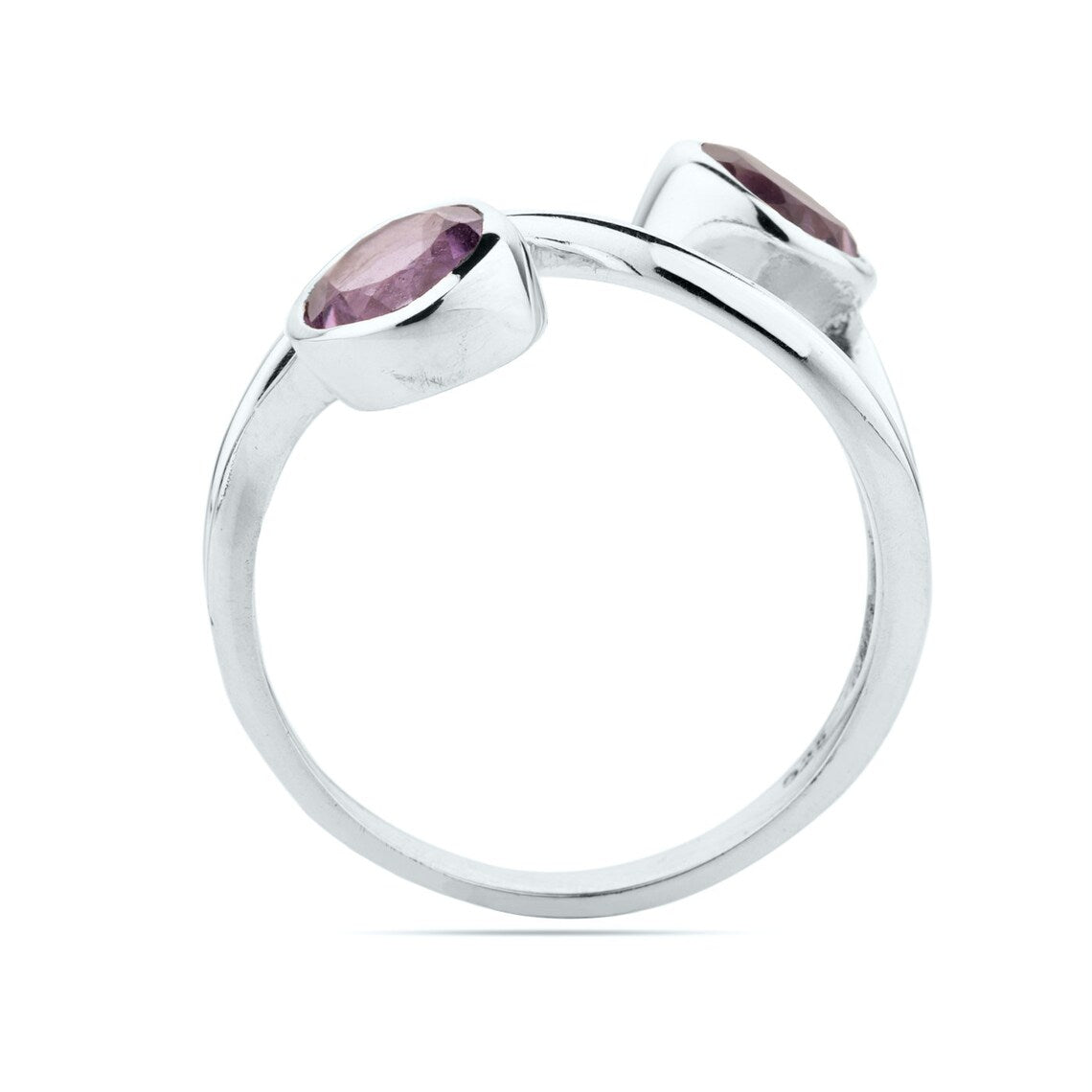 Purple Amethyst stack Ring Round amethyst stacking Ring -18k Gold Plated -Solid Silver Ring- Unique Ring Designer Ring -Women Stylish Ring