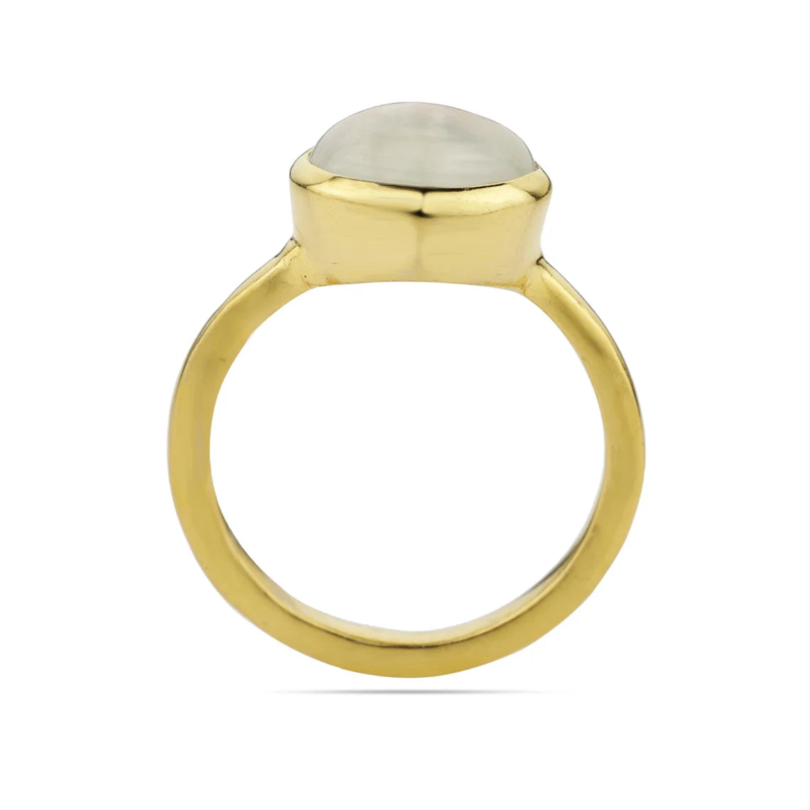 Rainbow Moonstone Gold Plated Ring - Simple Moonstone Ring - June Birthstone Ring - Oval Moonstone Ring