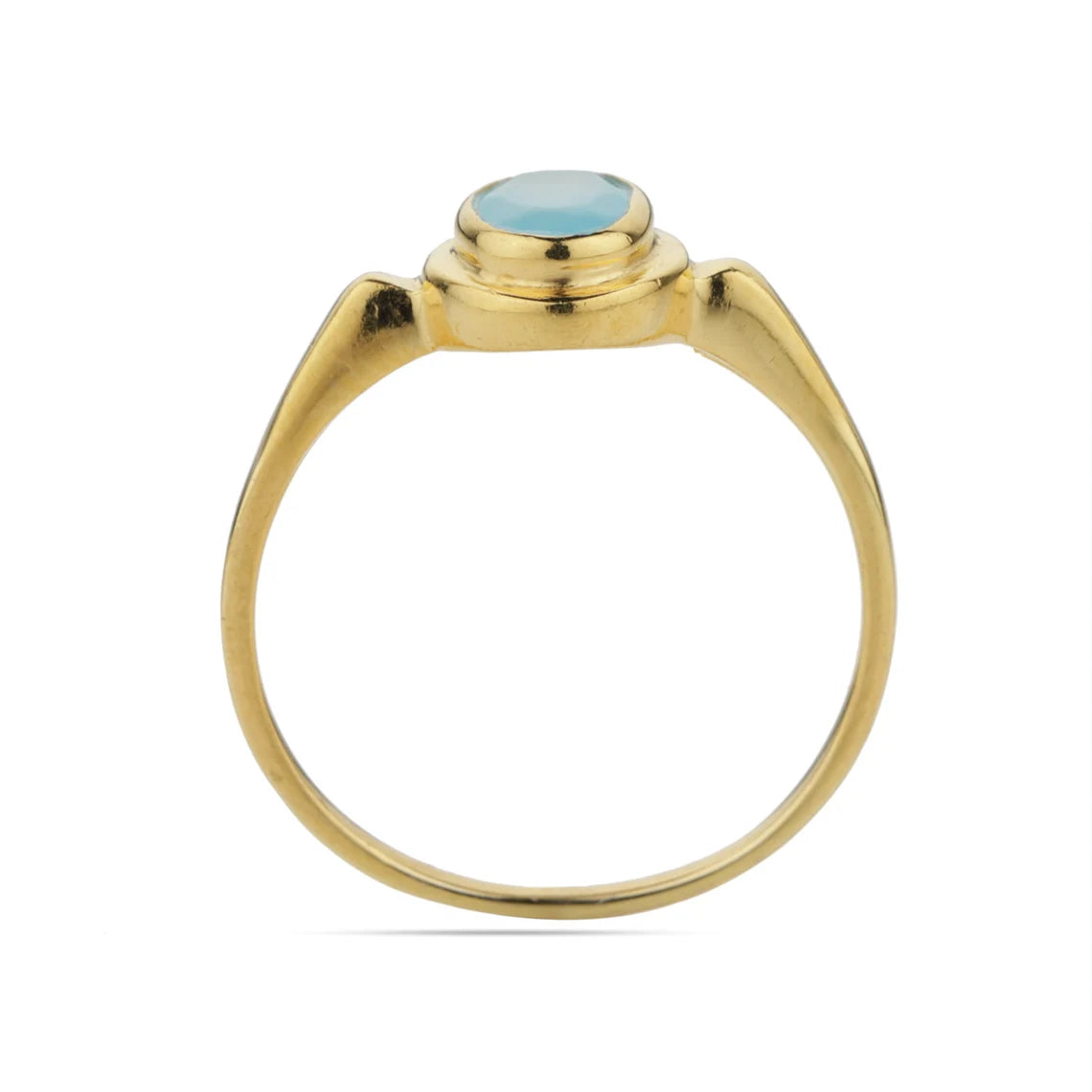 Gold Plated Sterling Silver Blue Chalcedony Ring