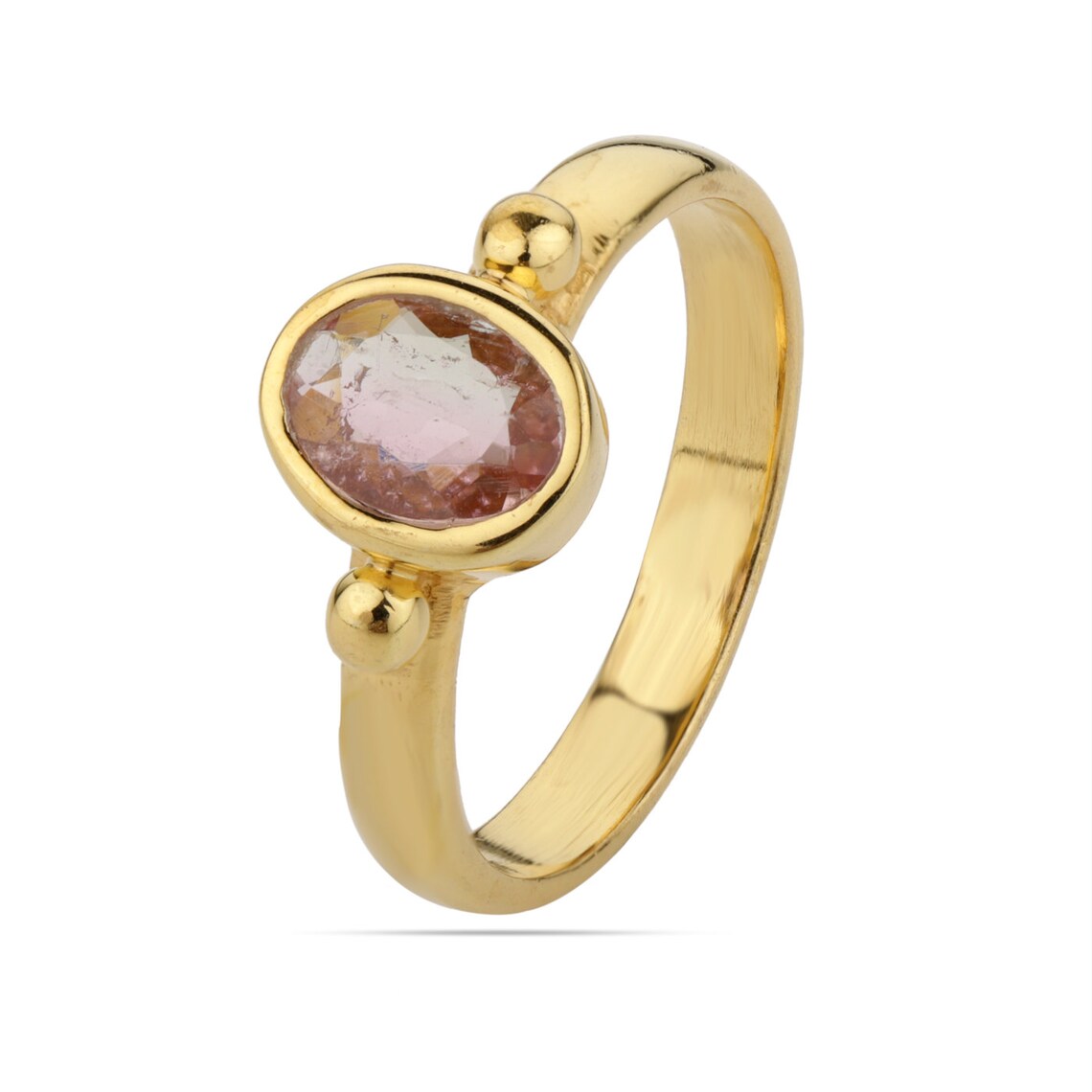 Pink Tourmaline Ring Sterling Silver Ring, October Birthstone Ring, Girlfriend Gift, Oval Stone Stacking Ring for Women, Minimalist Jewelry