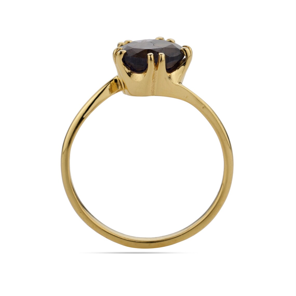 Round Iolite Gold Ring,iolite Gemstone Ring, iolite prong ring