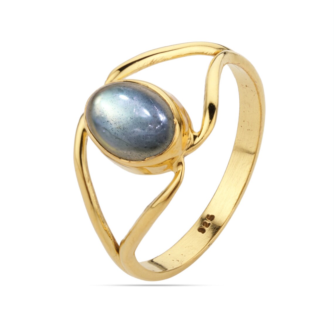 Labradorite Ring, Labradorite Oval Cabochon ring, Gold Plated Ring, Oval labradorite Ring,