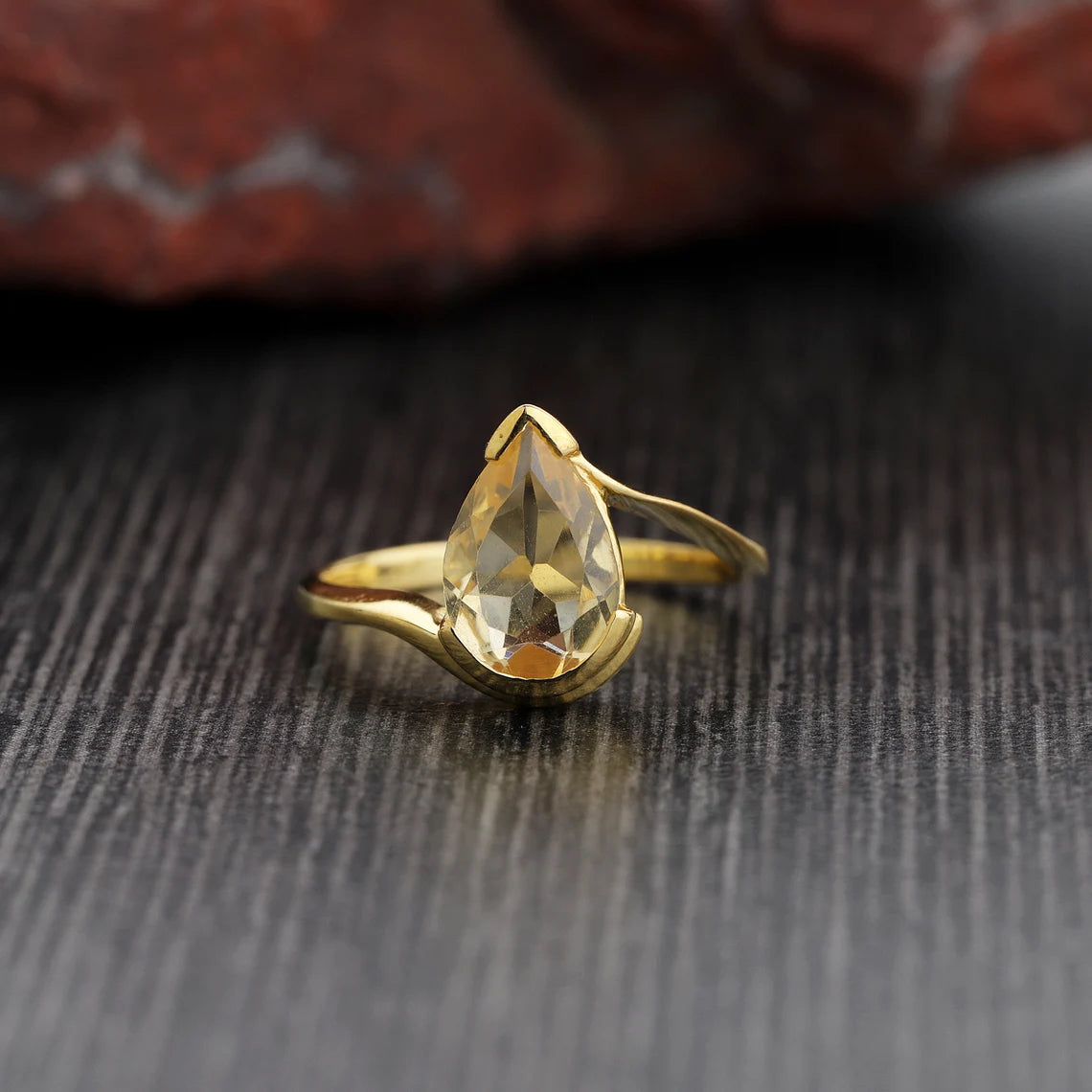 Natural Citrine Ring / 925 Solid Sterling Silver Ring / Engagement Ring / Gift Ring / Silver Ring / Gift Ring/Citrine Gift Ring/ Pear Shape