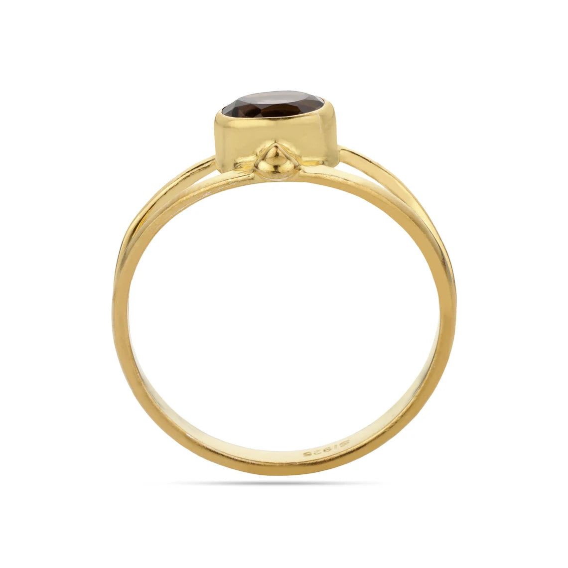 Round Smoky Topaz Gold Ring, Smoky Quartz Ring, 925 Sterling Silver Smoky Topaz Gemstone Ring, Handmade Ring, Minimalist Ring