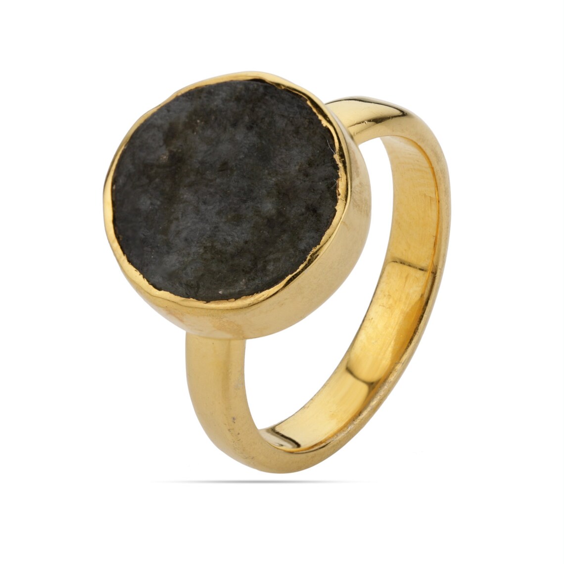 Rough Labradorite Ring - Round Labradorite Ring - Labradorite Raw Ring Rough Gemstone - Labradorite Gold Ring