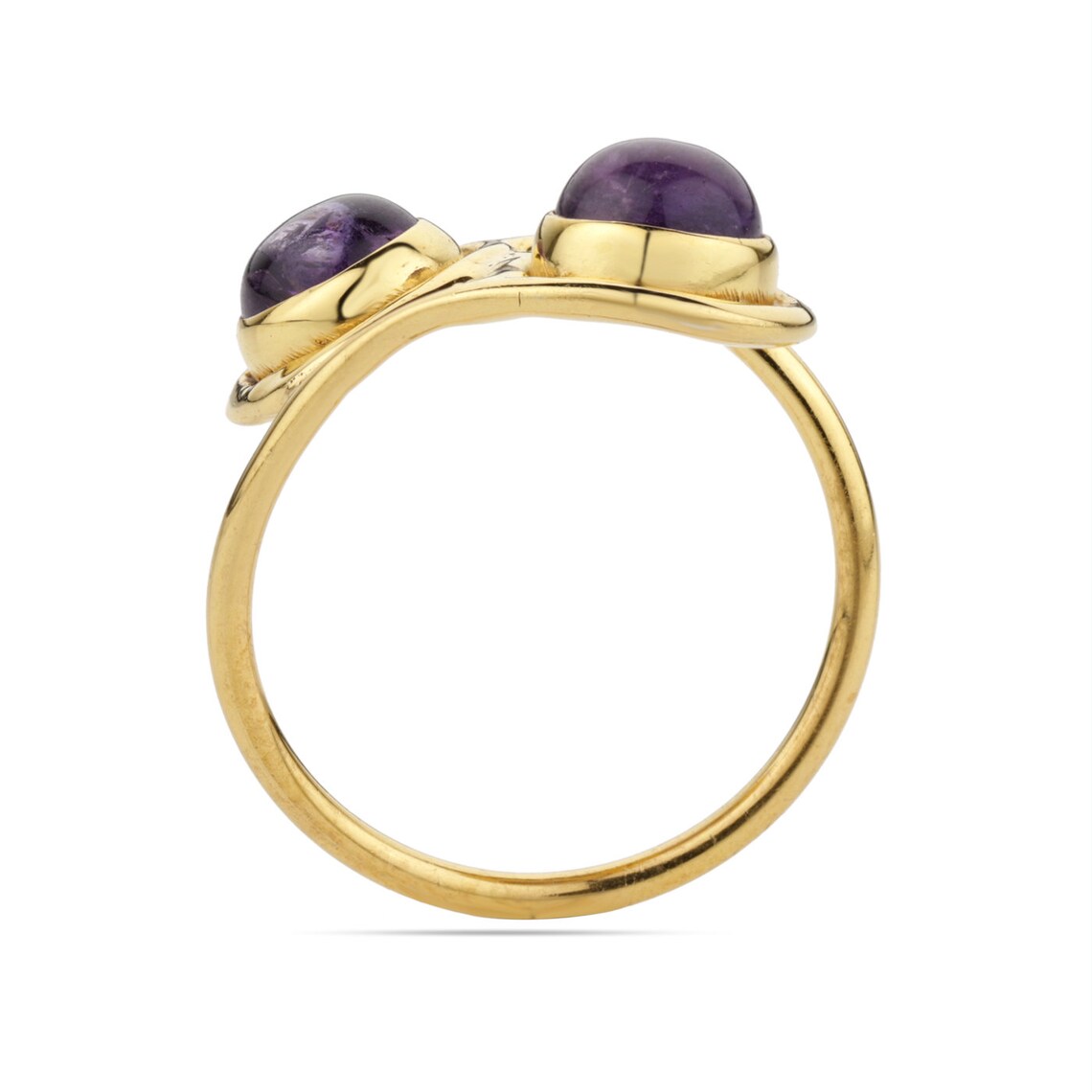 Purple Amethyst Ring, February Birthstone Ring, Purple Ring for her, Stacking Ring, Gold Plated, Round Ring, birthday gift, stackable ring