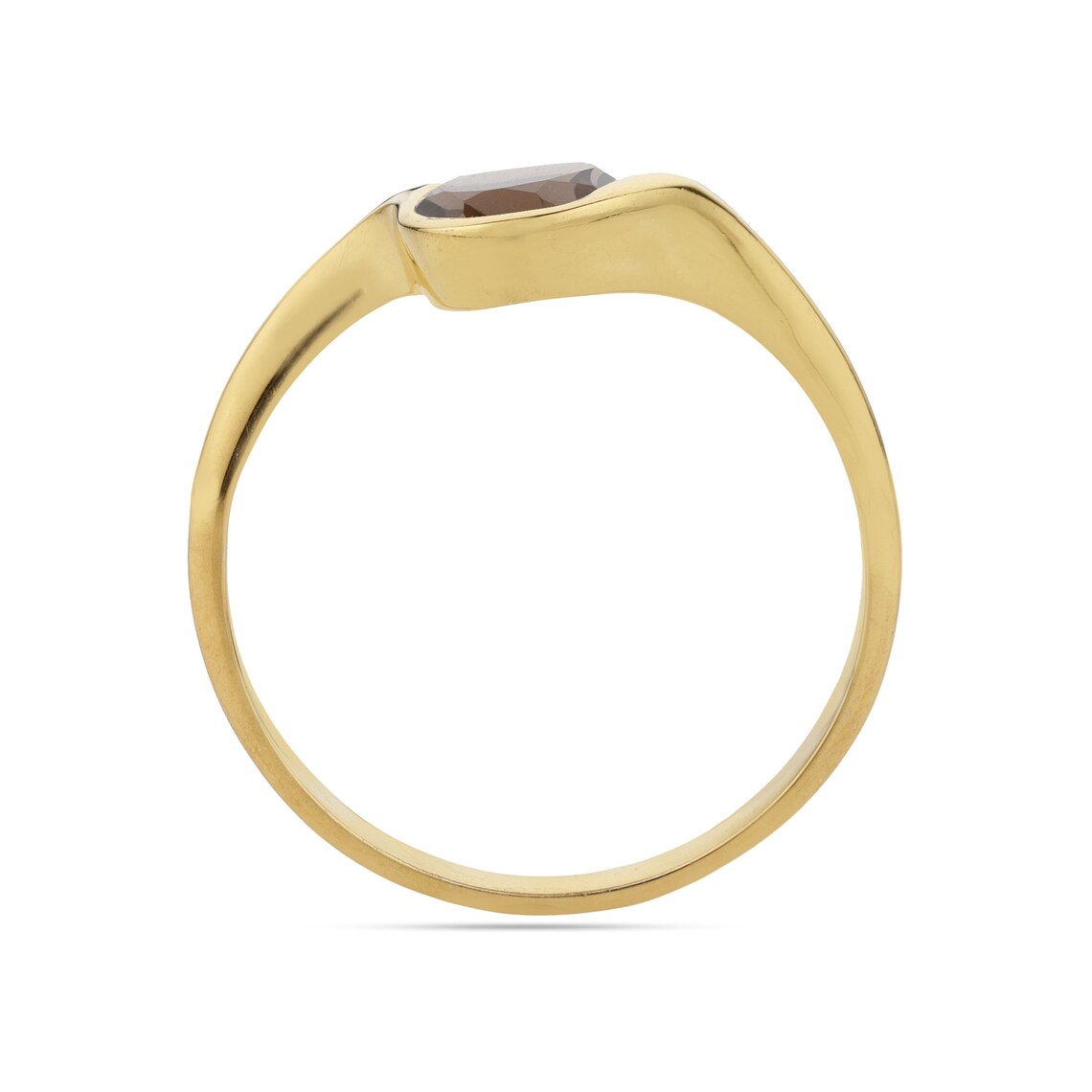 Smoky Quartz Ring - Gold Plated Ring - 5x5mm Round Cut Sterling Silver Smoky Ring - Handmade Indian Jewelry