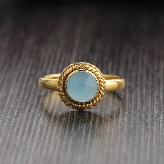 925 Sterling Silver Blue Chalcedony Ring for Everyday Use