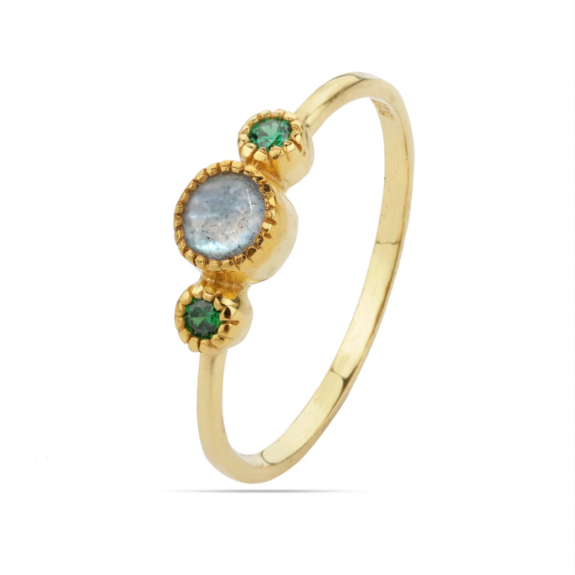 Minimalist Labradorite Ring, Green CZ Labradorite Ring, Garnet Minimalist Round Ring, Green Chryso Onyx Ring, Gold dainty ring delicate ring