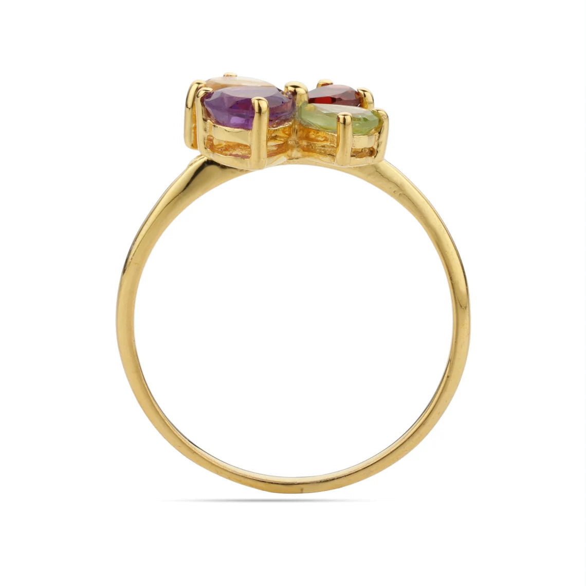 Peridot Garnet Citrine Amethyst Ring, Peridot Gold Ring, Garnet Gold Ring, Citrine Ring, Amethyst Pear Shape Ring, Multi Color Gemstone Ring