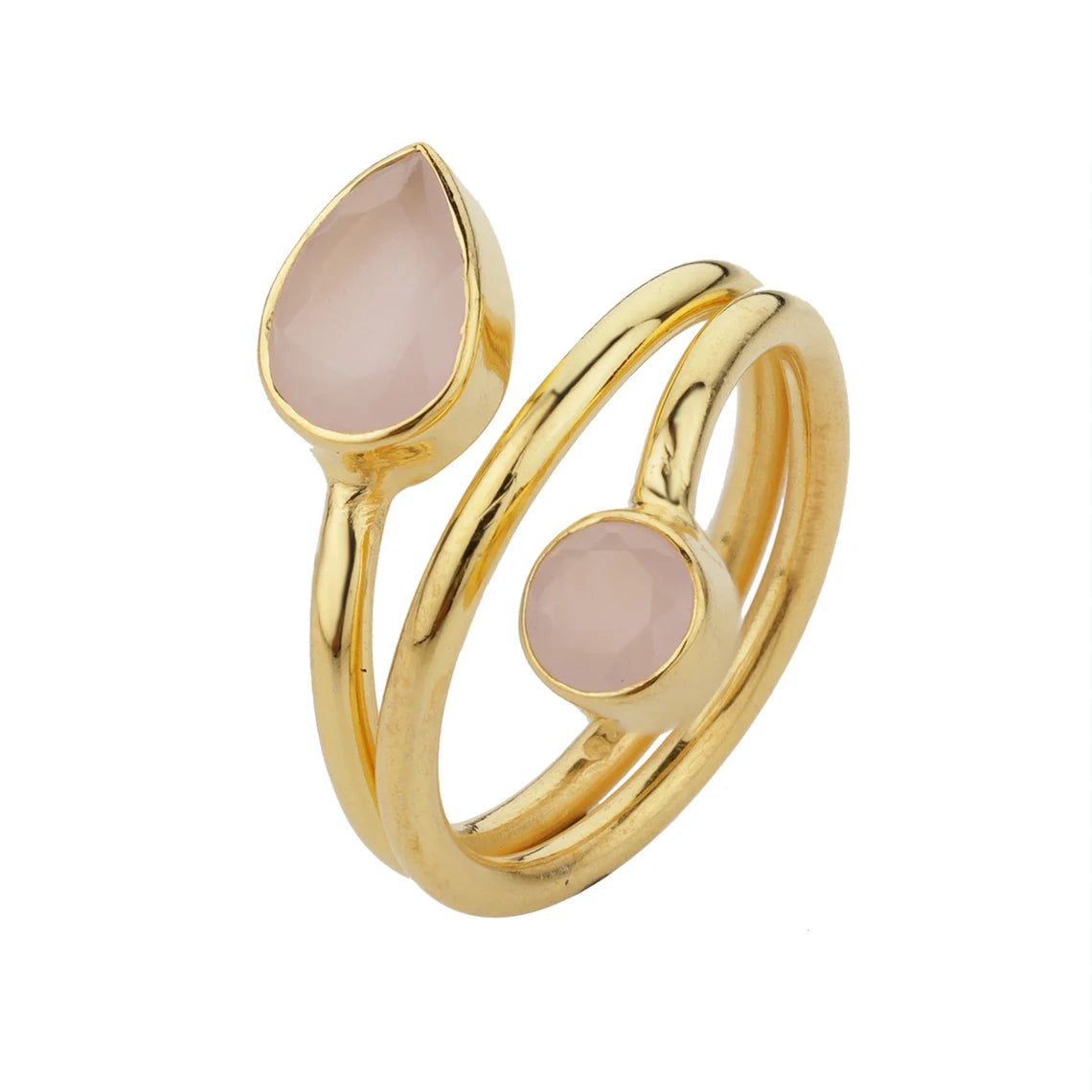 Pink Chalcedony Gemstone Ring, Multi Pink Stone Ring