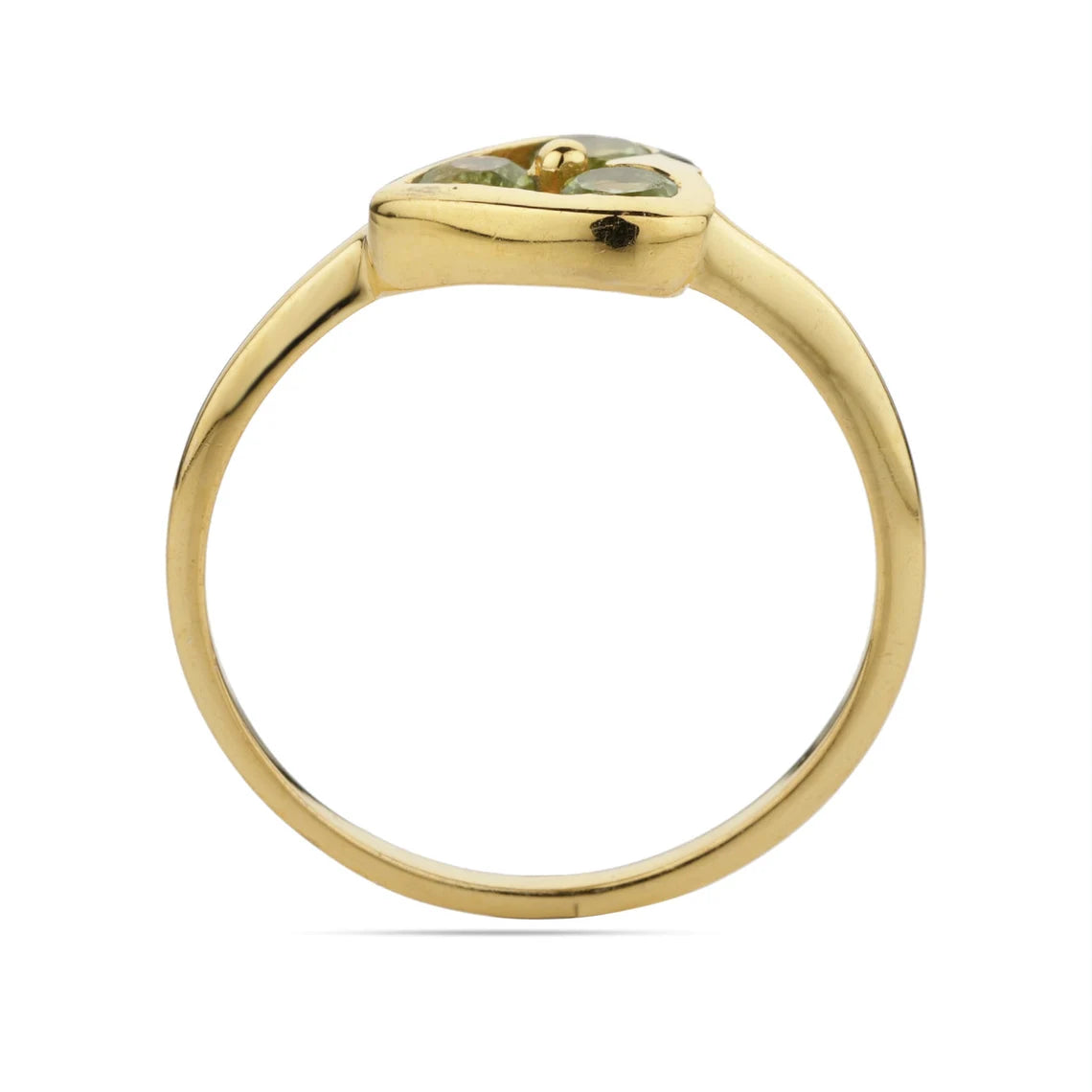Peridot Heart Ring - Gold Ring - Stacking Sterling Silver Gold Plated Ring