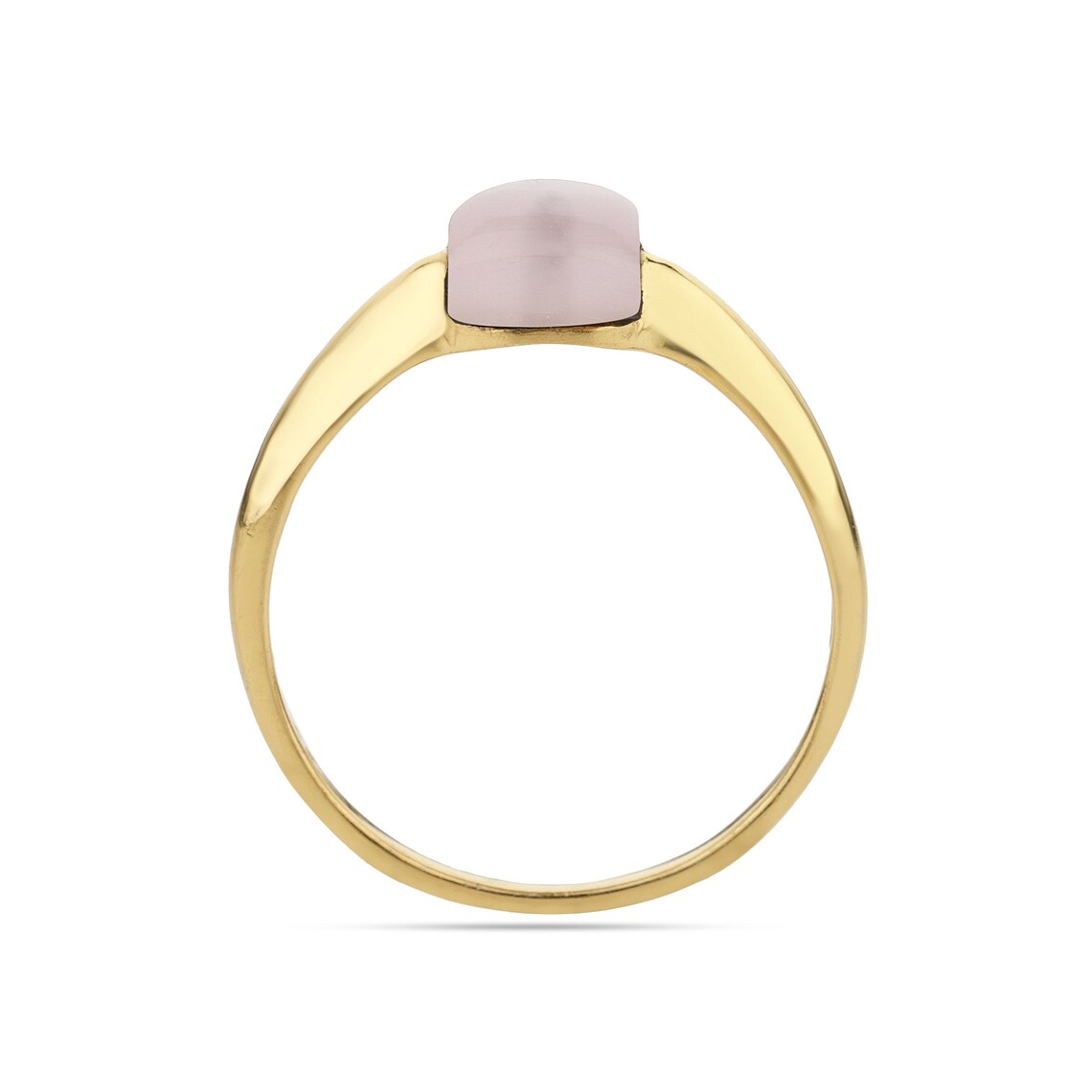 Pink Chalcedony Gold Ring, Stacking Ring, Cushion ring, Gemstone Ring
