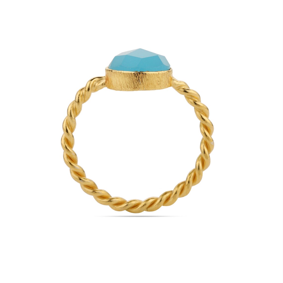 925 Sterling Silve Ring wiht Blue Chalcedony Gemstone