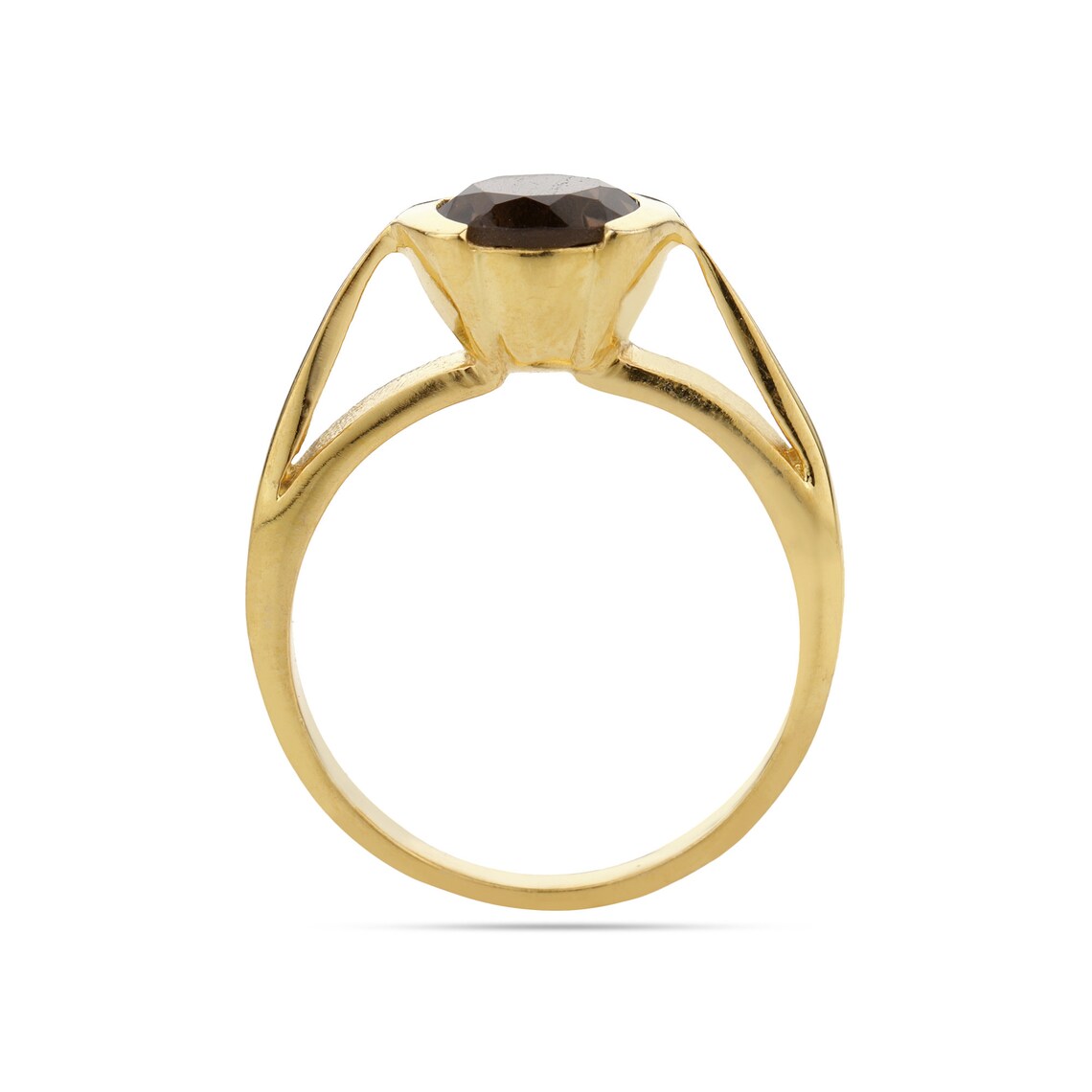 Smoky Quartz Ring - Smokey Gemstone Ring - 7x7mm Faceted Round Smokey Topaz - 925 Sterling Silver Ring - Smokey Quartz Gold Ring Handmade