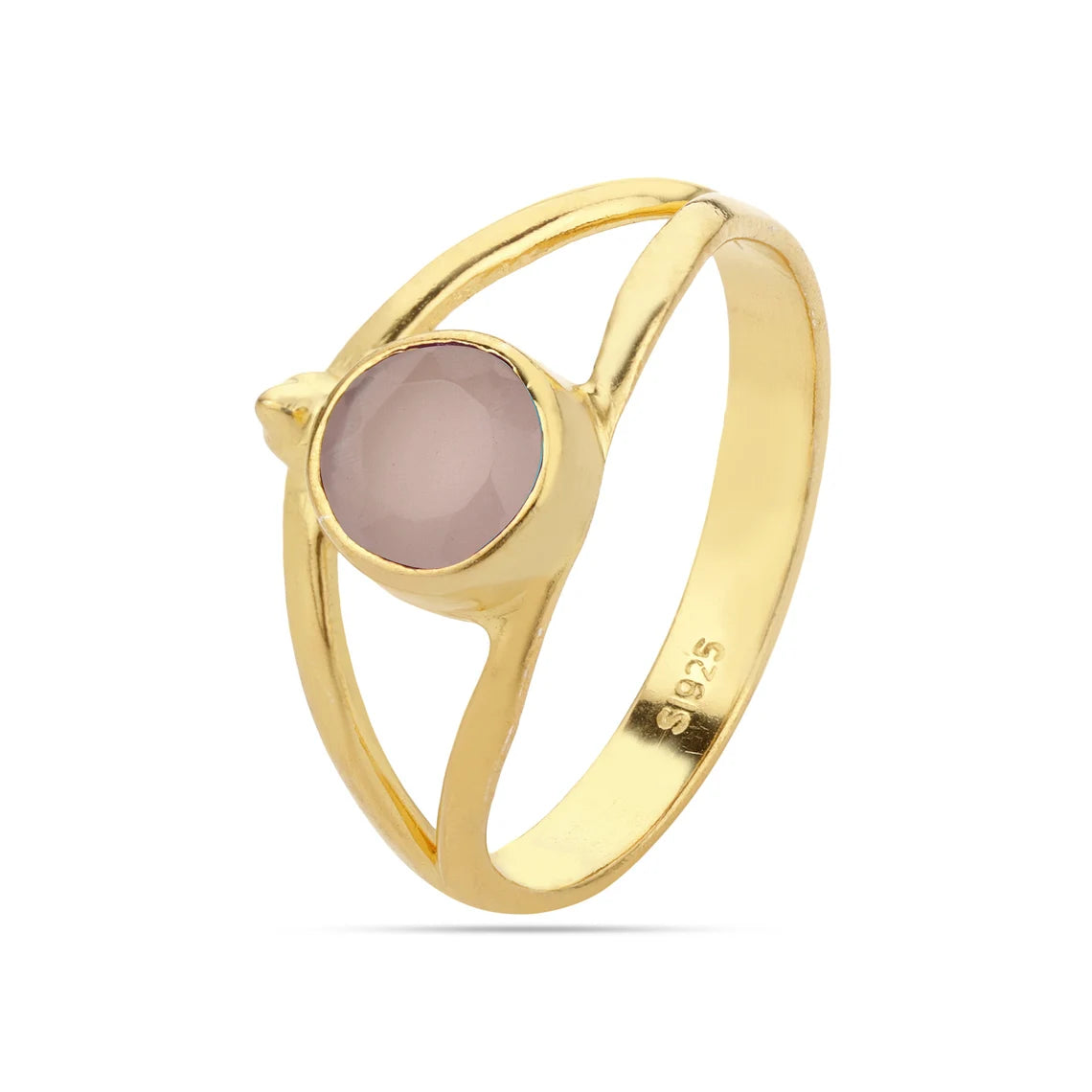 Round Gemstone Pink Chalcedony Ring, October Birthstone, Pink Chalcedony Ring, 6mm round ring