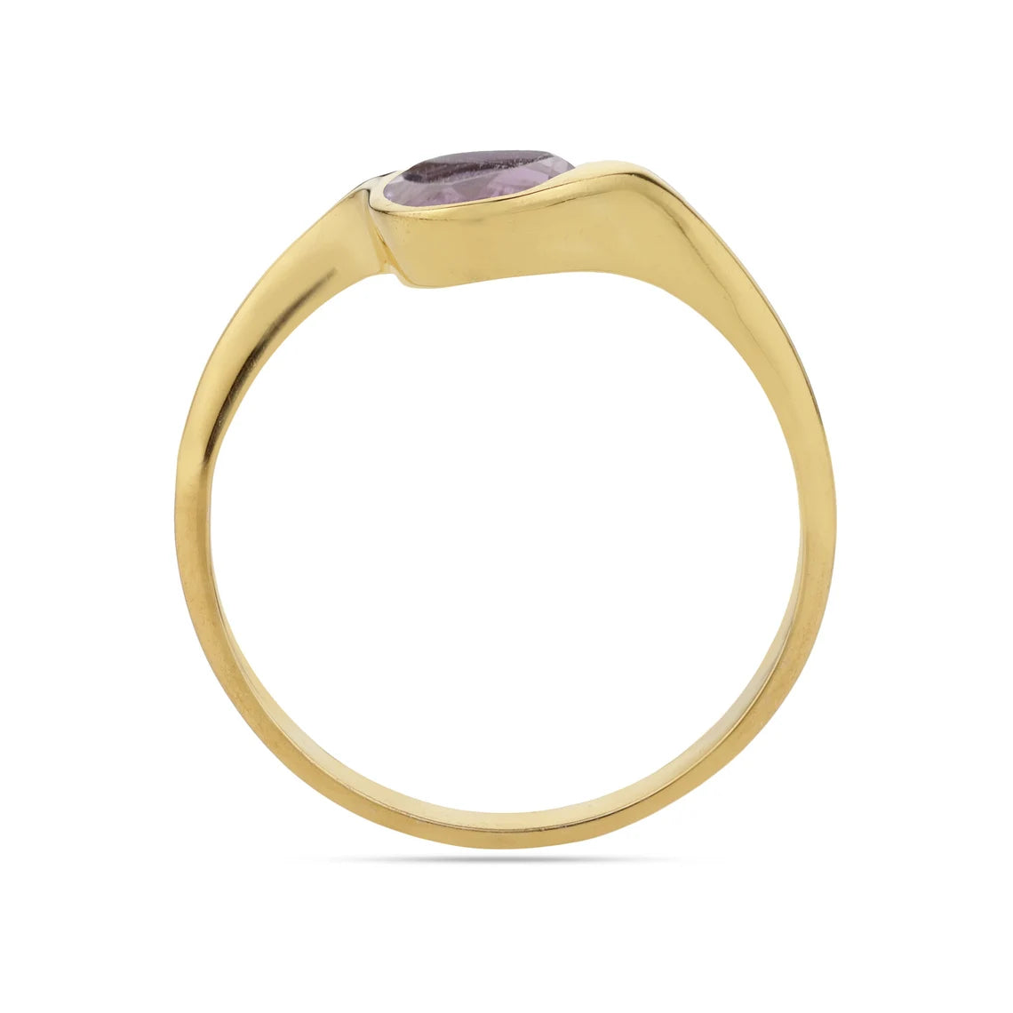 Dainty Amethyst ring, round faceted amethyst solitaire ring, gold plated silver, purple stone ring, February birthstone, purple gemstone