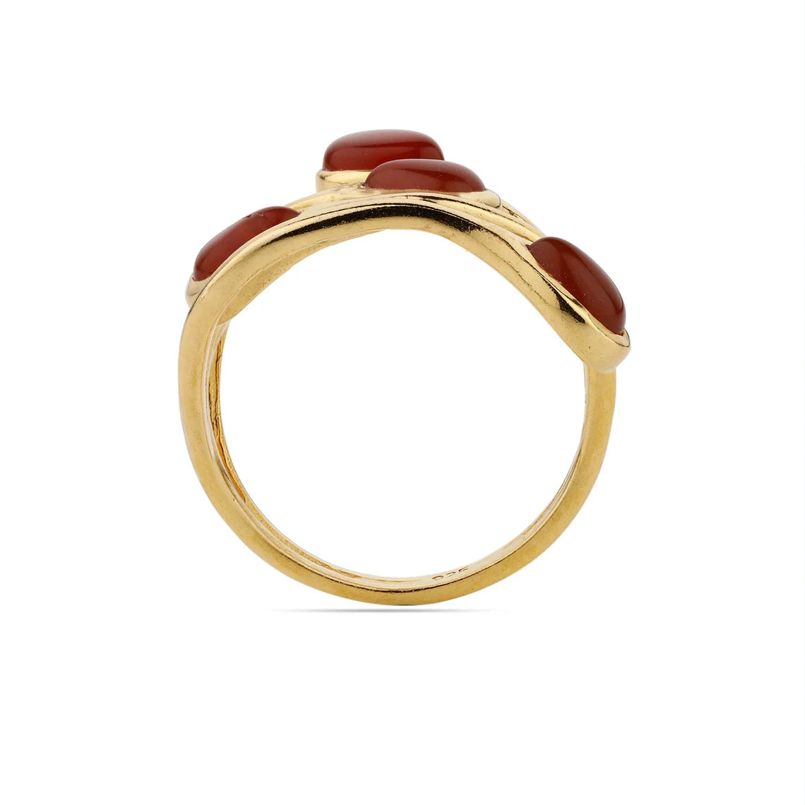 Carnelian - Amethyst - 925 Sterling Silver Gold Plated Ring
