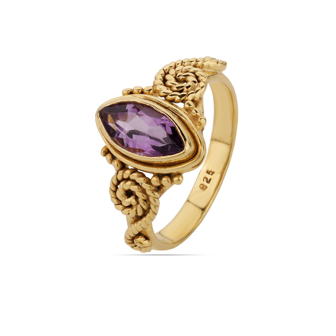 Natural Amethyst Ring, 925 Solid Sterling Silver, Amethyst 5x10 mm Marquise Gemstone Ring, Oxidized Silver Ring, Amethyst Jewelry, Rings