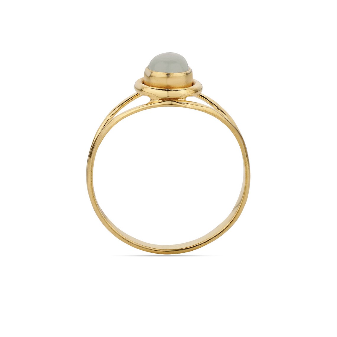 925 Sterling Silver Ring - Aqua Onyx Ring - Aqua Chalcedony - Smooth Oval Handmade Stackable Gold Plated Ring