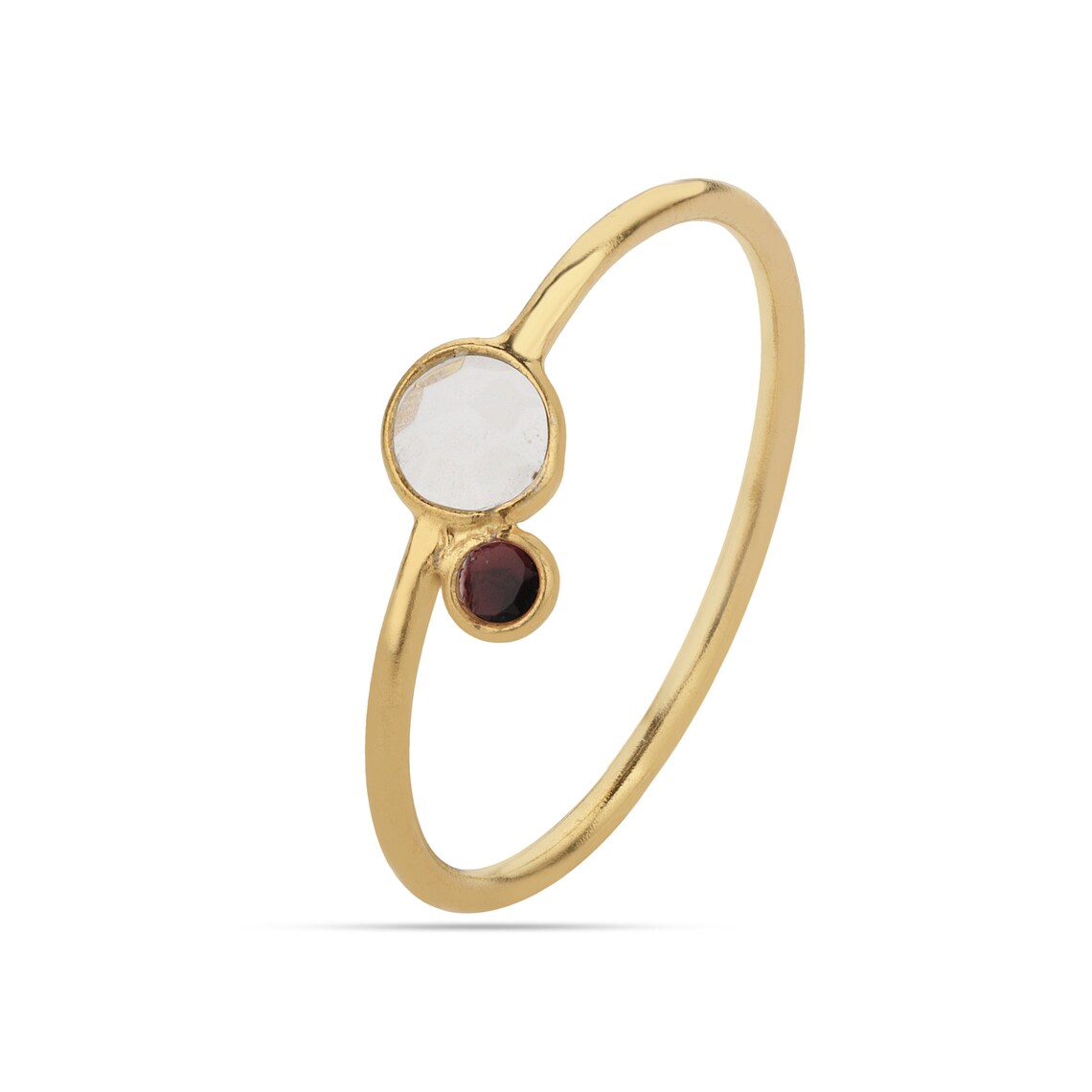 Crystal Garnet Gold Ring January Birthstone Ring Garnet Gold Plated Ring - Gemstone Ring - Stackable Ring - Garnet Solitaire Ring