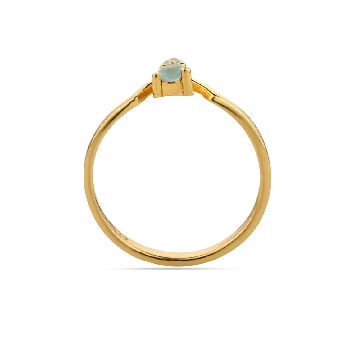 Gold Plated 925 Sterling Silver Ring - Blue Chalcedony Ring - Gemstone Ring - Minimalist Ring - Layering - Stacking Ring