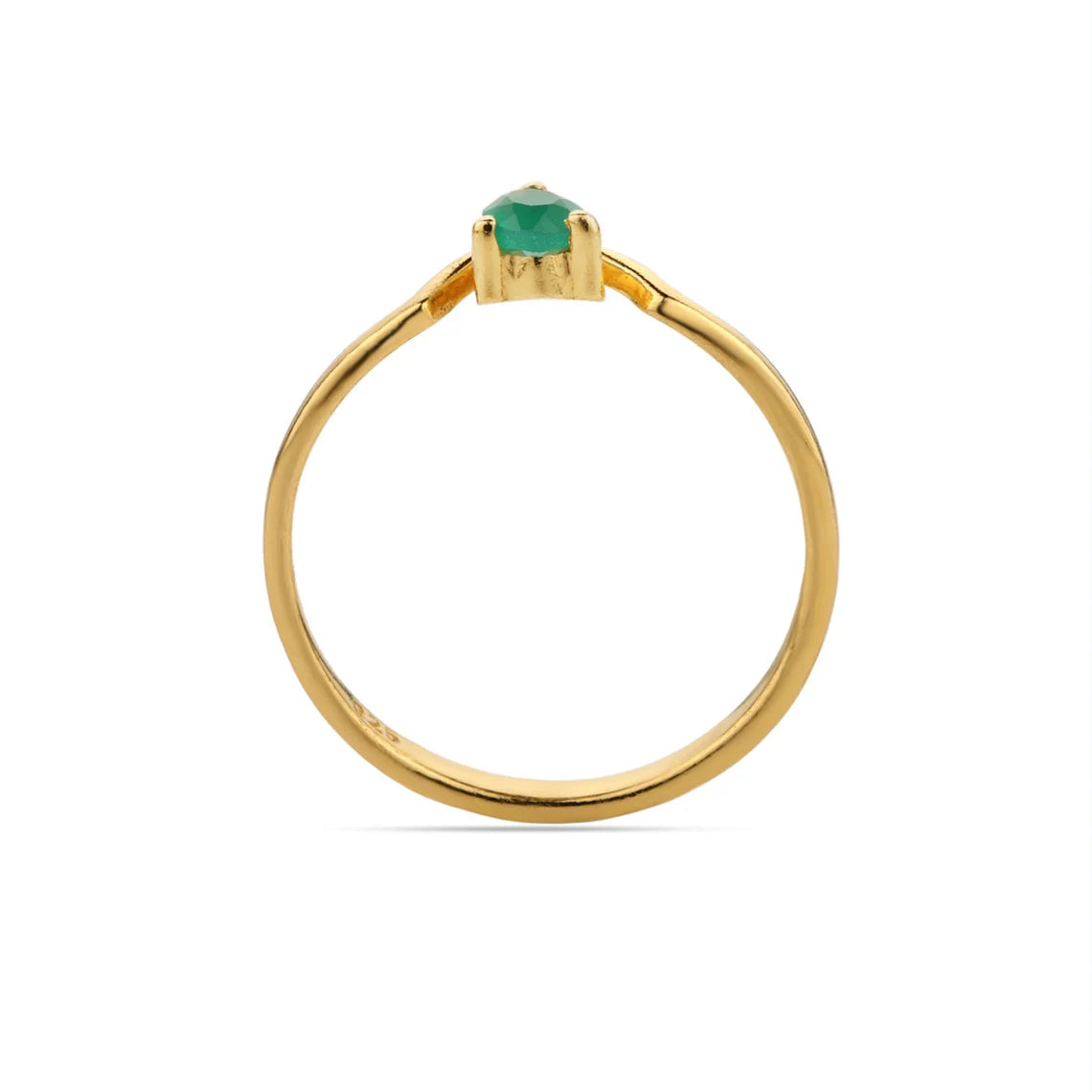 Green Onyx Ring - Gemstone Ring - Round Onyx Ring - December Birthstone - Stackable Ring, Stacking Ring, Dainty Ring