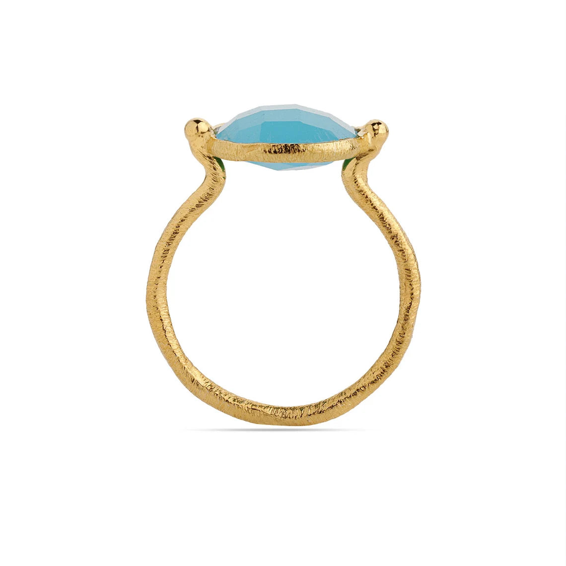 Sterling Silver Ring with Blue Chalcedony cusion shape stone